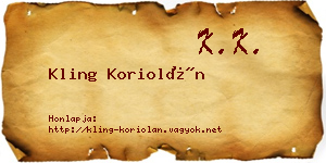 Kling Koriolán névjegykártya